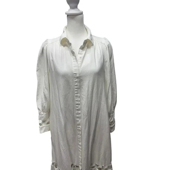 Lisa Marie Fernandez xTarget White Linen Button Up Cutout Shirtdress Size 4 - Picture 6 of 16
